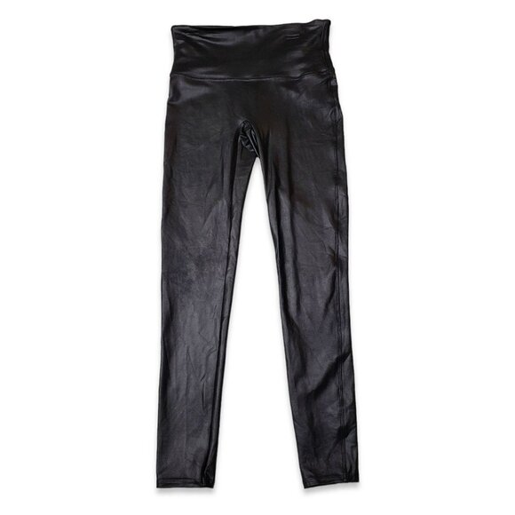 Spanx Faux Leather Leggings Womens XS Black Shaping Pull On - Picture 1 of 7